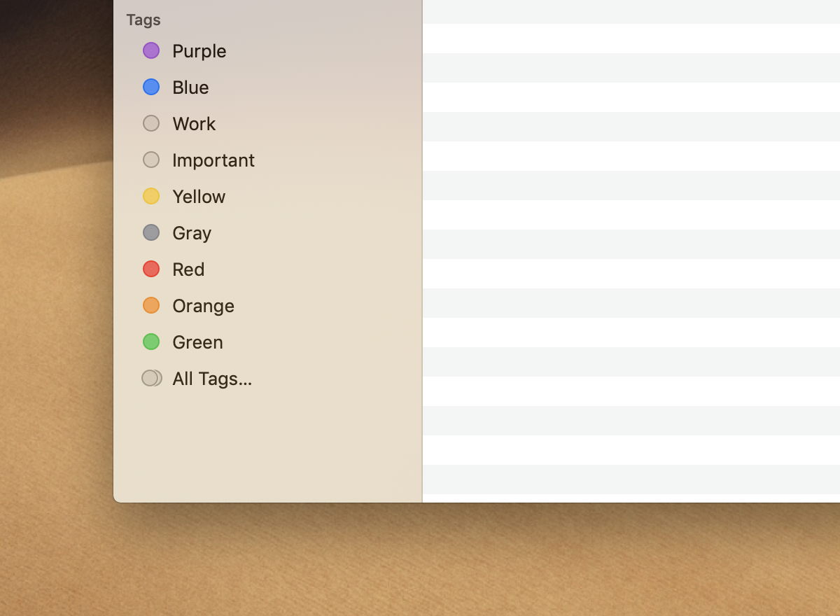MacOS Tags to organize your files and folders.