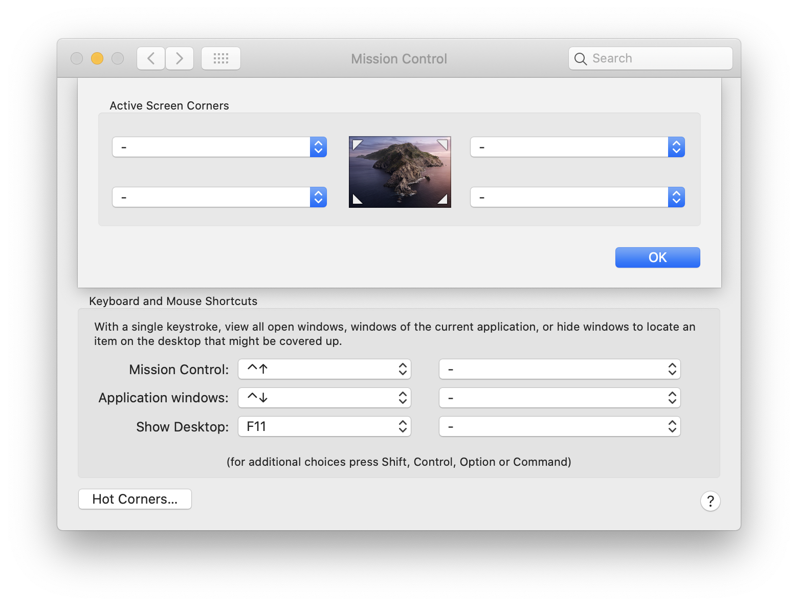 System Preferences - Mission Control - Hot Corners