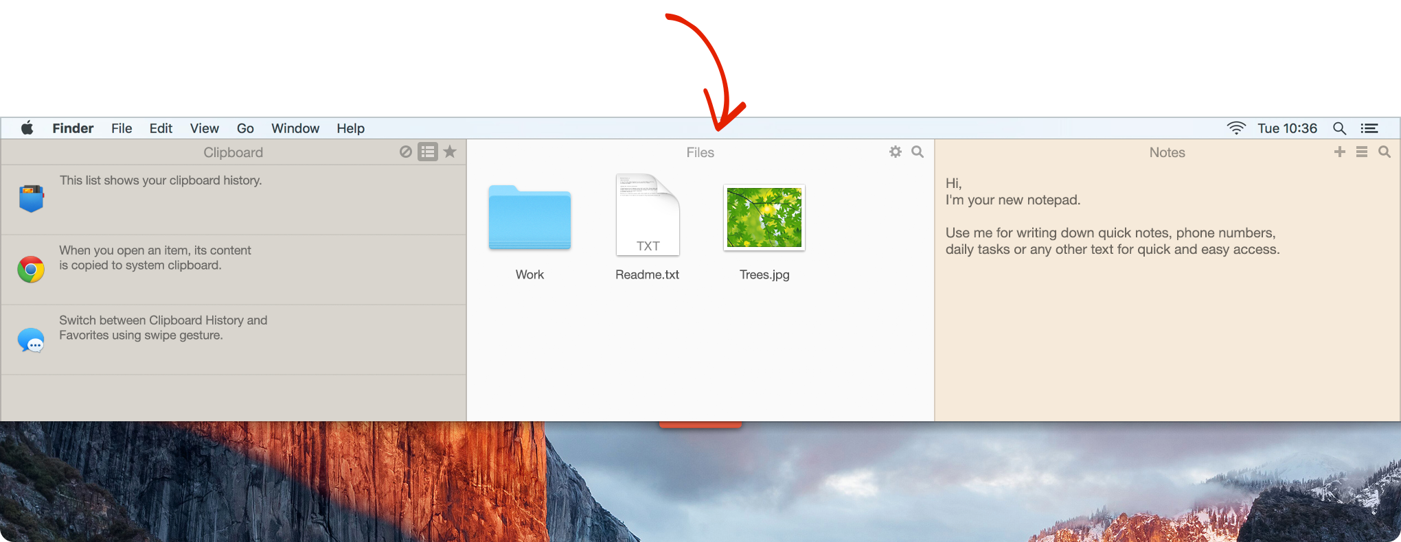 Unclutter Files - a new place to drop casual files to, without cluttering your Desktop.